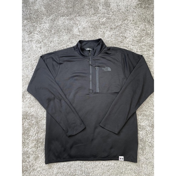 The North Face Pullover Mens Large Black Quarter Zip Stretch Fleece Chest Pocket - Picture 1 of 11